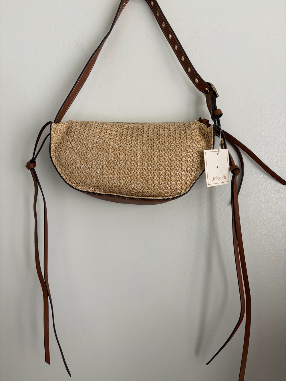 NWT Anthropologie Dolce Vita Monaco Raffia Shoulder Bag - Picture 8 of 9